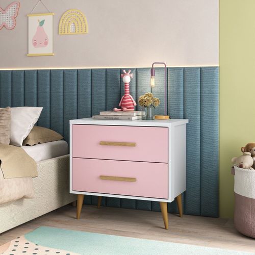 Mesa de Cabeceira Infantil Arco-Íris Espresso Móveis Rosa/Branco Branco/Rosa