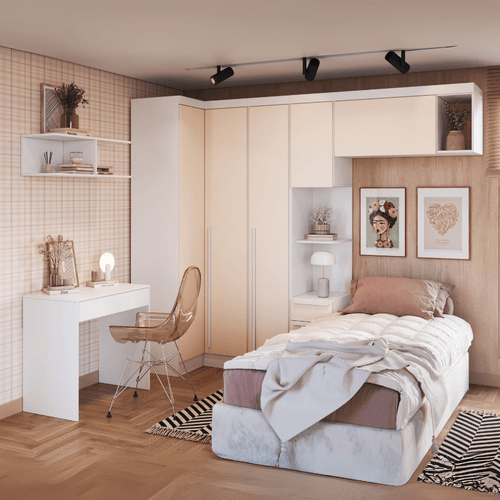 Guarda-roupa Infantil Modulado 6 Peças Infinity Branco Line / Blush