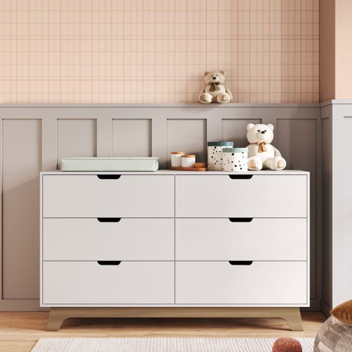 Cômoda para Quarto Infantil 6 Gavetas 100% Mdf Alice Branco/ Freijo