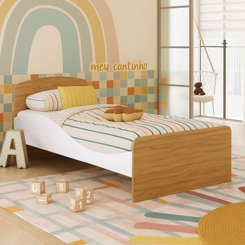 Cama Infantil 100% Mdf Lola Espresso Móveis Branco Brilho/Amêndoa