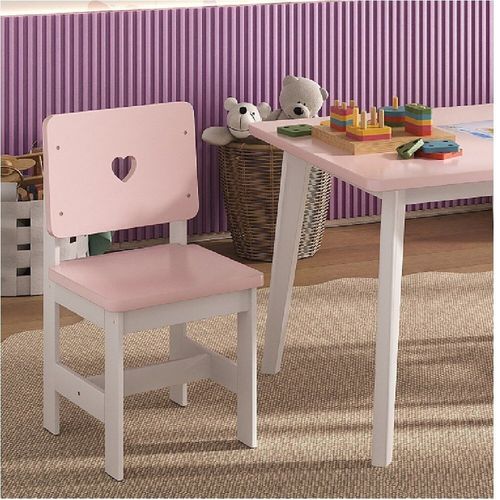 Cadeira Infantil em Madeira Maciça 29cm X 57,5cm Sofia Branco/Rosa