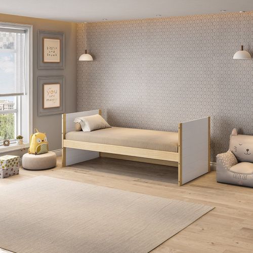 Cama Solteiro Reversível New Garden Casatema Natural/Branco