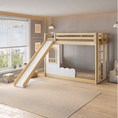 Beliche Montessoriana com Led, Janela e Escorregador New Garden Casatema Natural/Branco