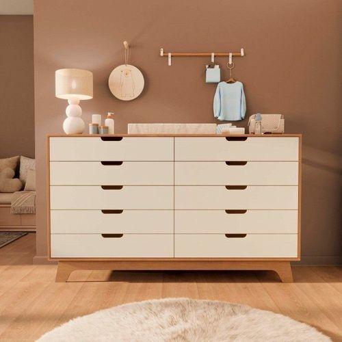 Cômoda para Quarto Infantil 10 Gavetas 100% MDF/MDP Alice Yescasa Marrom/Off White/Castanho Off White / Castanho