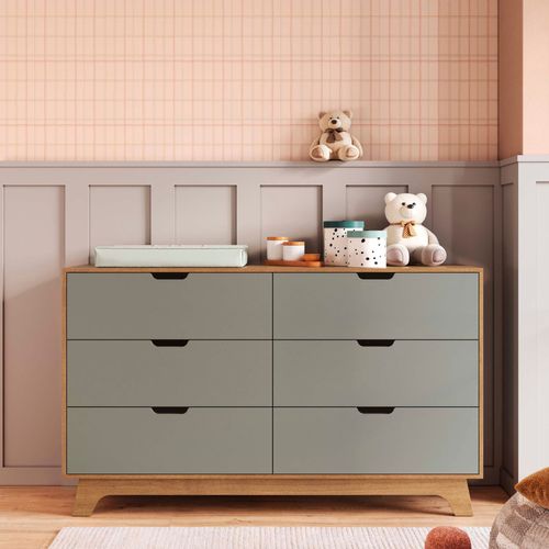 Cômoda para Quarto Infantil 6 Gavetas 100% Mdf Alice Yescasa Verti/ Castanho