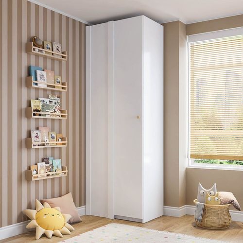 Guarda-roupa Modulado de Canto Linear 1 Porta Wave Casatema Branco
