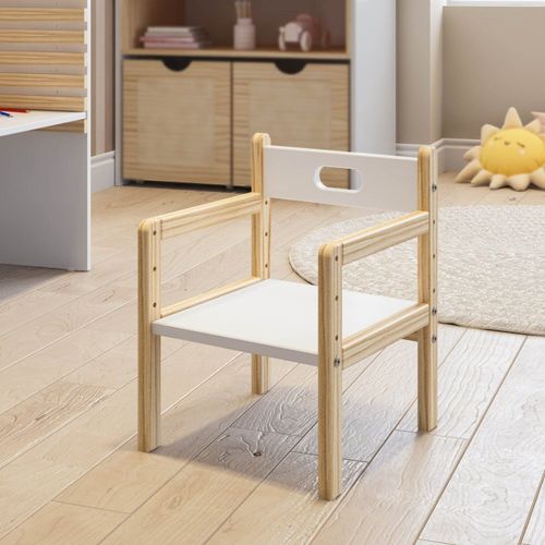 Cadeira Infantil Evolutiva 4 Estágios Wave Casatema Branco/Marrom Branco/Natural