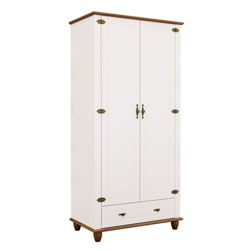 Guarda-roupa Infantil 2 Portas 1 Gaveta Joy Off White/Nogueira