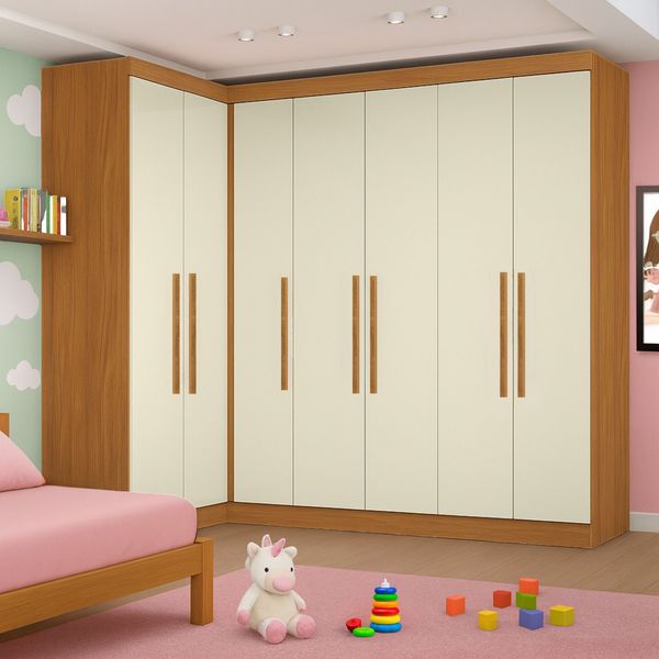 Guarda-Roupa Modulado Infantil 7 Portas Jasmim Cinamomo/Off White