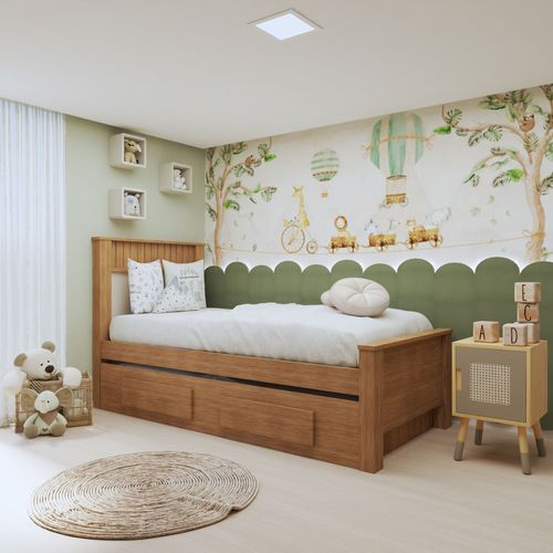 Bicama Infantil 2 Gavetas Athenas Kids Amêndoa Clean/Off White