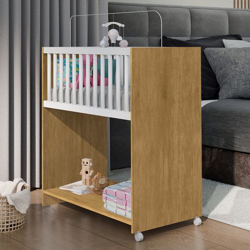 Mini Berço Baby 2 em 1 96,5cm X 88,5cm X 45,0cm Nature / Branco