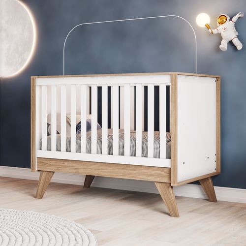Quarto de Bebê Berço Roupeiro Noah Espresso Móveis Branco/Jequitibá