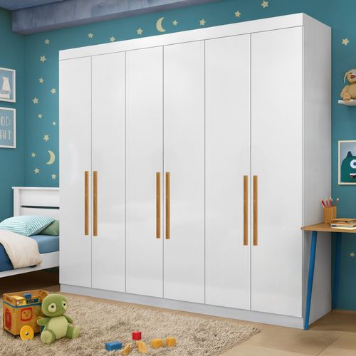 Guarda-roupa Infantil 6 Portas Ravi Branco