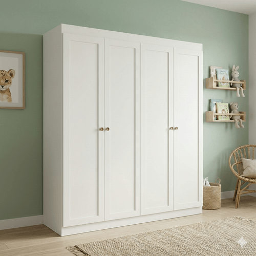 Guarda-Roupa Infantil Americano 4 Portas 2 Gavetas Alecrim Yescasa Branco