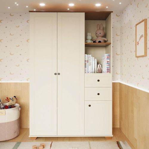 Guarda Roupa 3 Portas 2 Gavetas Ananda Casatema OffWhite/Mel