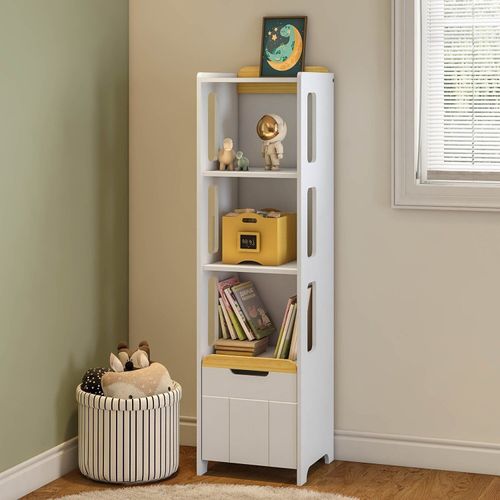 Estante 3 Nichos com Porta Petit Casatema Branco/Mel