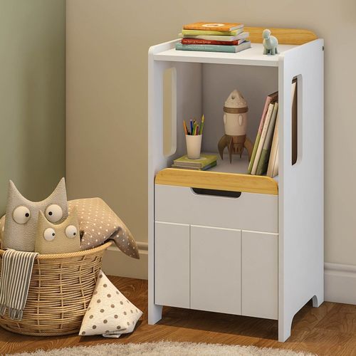 Estante Nicho com Porta Petit Casatema Branco/Mel