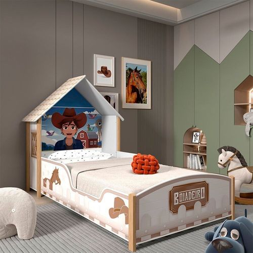 Cama Montessoriana Infantil Solteiro 100% MDF Branco Branco