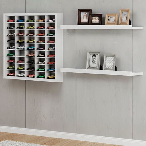 Conjunto Estante para Miniaturas com 2 Porta Quadros Branco