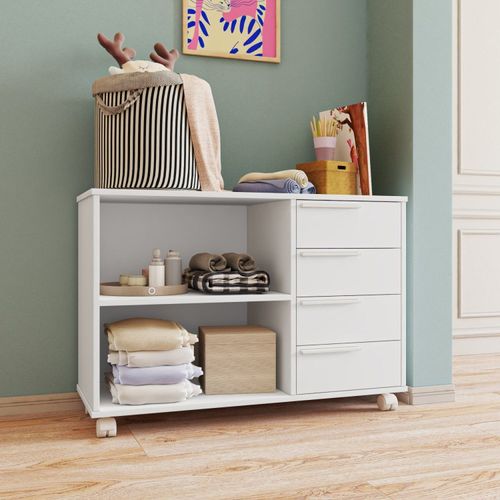 Cômoda Infantil 1 Prateleira 4 Gavetas Casatema Branco