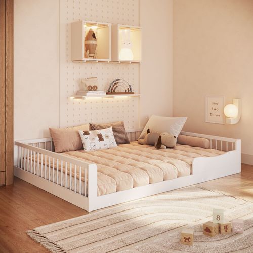 Cama Infantil Montessoriana Casal em Mdp Branco