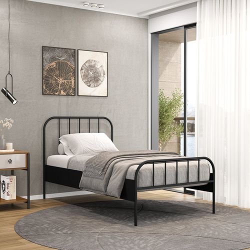 Cama Solteiro em Aço Tubular Julia Preto Yescasa Preto