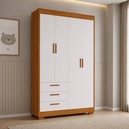Guarda-roupa para Quarto de Bebê Zaki Branco Fosco / Savana