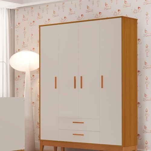 Guarda-roupa para Quarto de Bebê 4 Portas Flip Areia Fosco / Savana