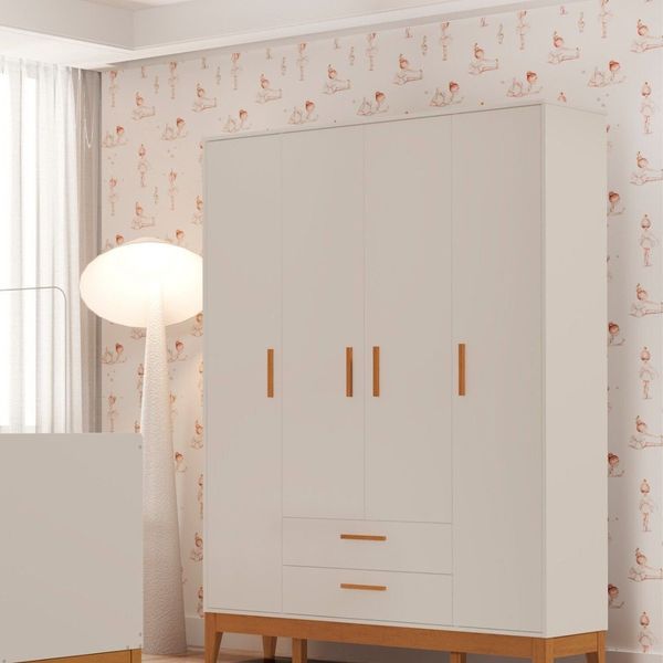 Guarda-roupa para Quarto de Bebê 4 Portas Flip Areia Fosco
