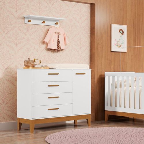 Cômoda Sapateira para Quarto de Bebê Flip Branco Fosco