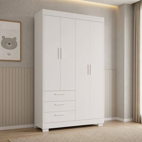 Guarda-roupa para Quarto de Bebê Zaki Branco Fosco