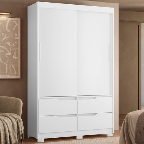 Guarda-Roupa Infantil 2 Portas de Correr e 4 Gavetas Sole Branco/Freijó Branco / Freijó
