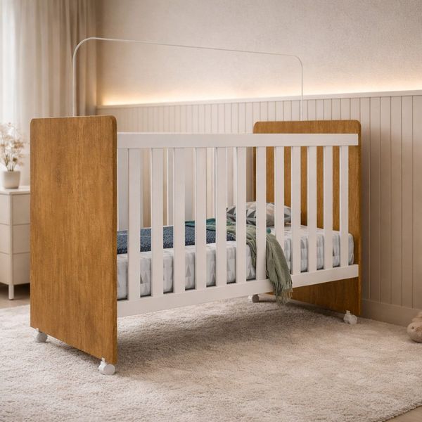 Berço Mini Cama 97cm X 132,8cm Catatau New Nature / Branco
