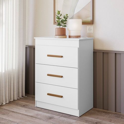 Cômoda Ternura Flex para Quarto Infantil 3 Gavetas Branco/Nature Branco/Nature