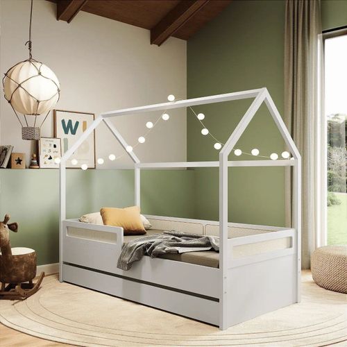 Bicama Casinha com Rattan Divertidamente Branco