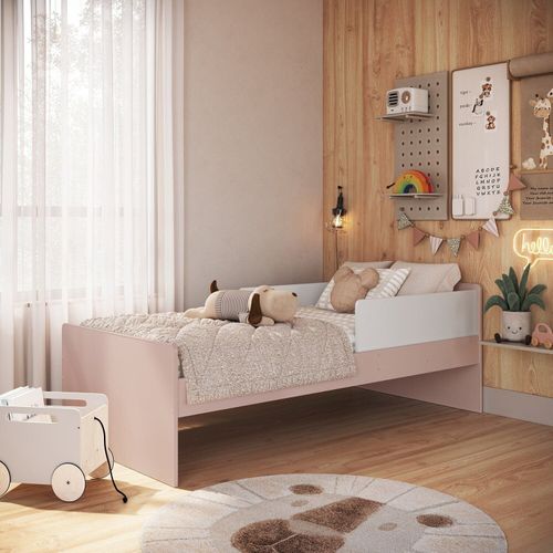Cama Infantil para Colchão 0,88 X 1,88 Branco/ rosa