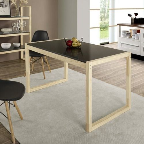 Mesa de Jantar 4 Lugares de Madeira Maciça Guará Yescasa Preto/Natural
