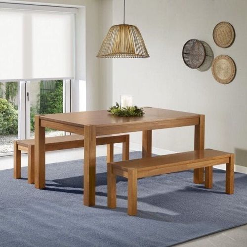 Mesa de Jantar Madeira Maciça com 2 Bancos Primavera CabeCasa MadeiraOriginals Marrom