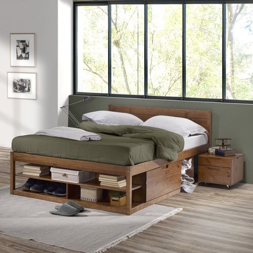 Cama Casal Multifuncional Madeira Maciça Irara CabeCasa MadeiraOriginals Caramelo