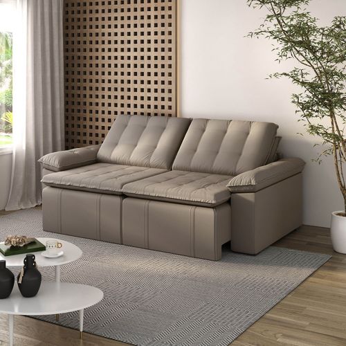 Sofá Cama Retrátil e Reclinável 4 Lugares 240cm Veludo com Molas Palmeira CabeCasa MadeiraOriginals Castor Castor