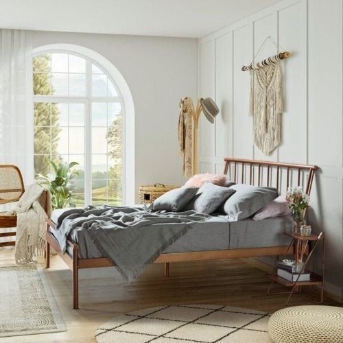 Conjunto Cama Queen e 1 Mesa de Cabeceira em Aço Begônia CabeCasa MadeiraOriginals Cobre