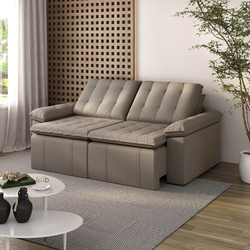 Sofá Cama Retrátil e Reclinável 3 Lugares 220cm Veludo com Molas Palmeira CabeCasa MadeiraOriginals Castor Castor