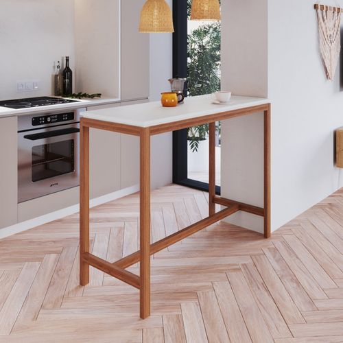 Mesa Bistrô Tiê Pés em Madeira Maciça CabeCasa MadeiraOriginals Amêndoa/Off White