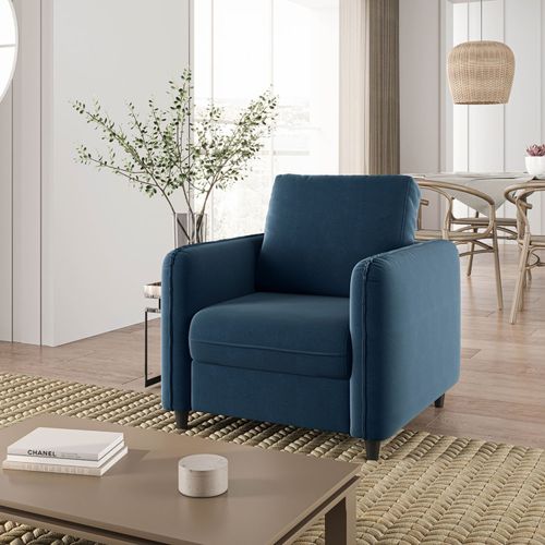 Poltrona em Veludo Orquídea CabeCasa MadeiraOriginals Azul Azul