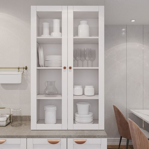 Armário Aéreo 2 Portas 135cm com Porta de Vidro Arizona CabeCasa MadeiraOriginals Branco
