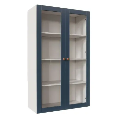 Armário Aéreo 2 Portas 135cm com Porta de Vidro Arizona CabeCasa MadeiraOriginals Branco/Azul