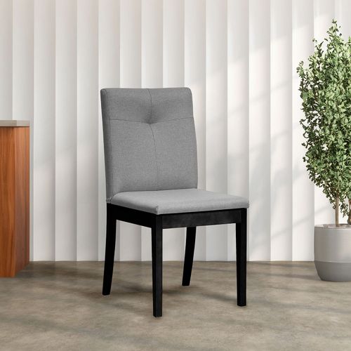 Cadeira Madeira Maciça Estofada Tiê Maxx CabeCasa MadeiraOriginals Preto/Cinza