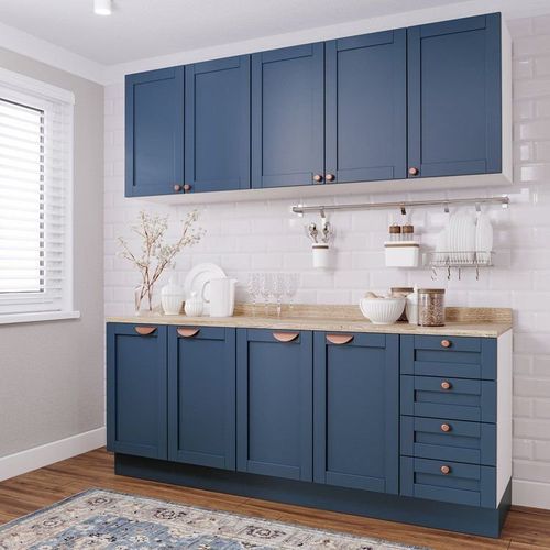 Cozinha Modulada 4 Peças com 2 Aéreos e 2 Balcões Arizona CabeCasa MadeiraOriginals Azul