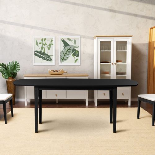 Mesa Oval 6 Lugares 1,8m Tampo MDF Tiê CabeCasa MadeiraOriginals Preto