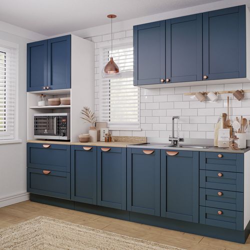 Cozinha Modulada 4 Peças com Torre para Microondas Arizona CabeCasa MadeiraOriginals Branco/Azul